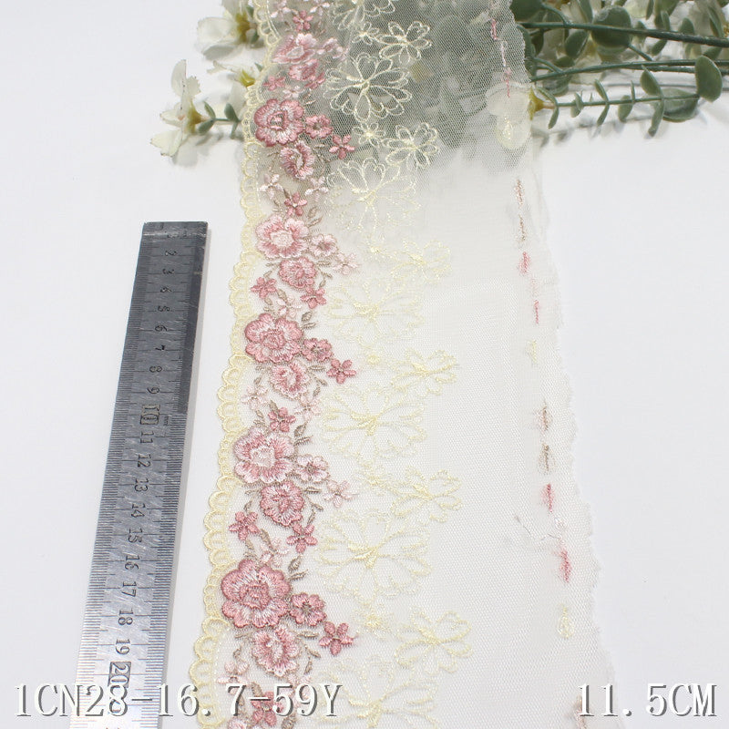 【1pack】-freedombeauty|Orange Mesh French Single-Sided Exquisite Flower Embroidery Trim Curtain Sofa Cushion Lace Trim Accessories