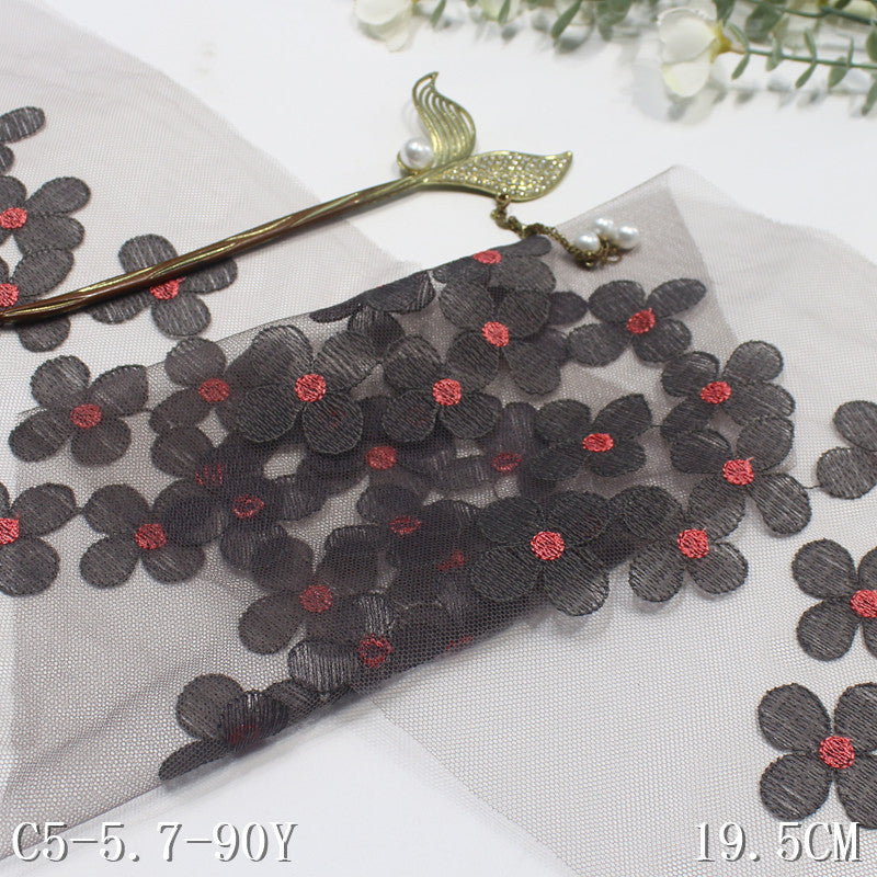 【1pack】-freedombeauty|Multicolor Mesh Fresh Flower Lightweight Embroidered Lace Trim 18cm Clothing Home Textile Lace Trim Accessories