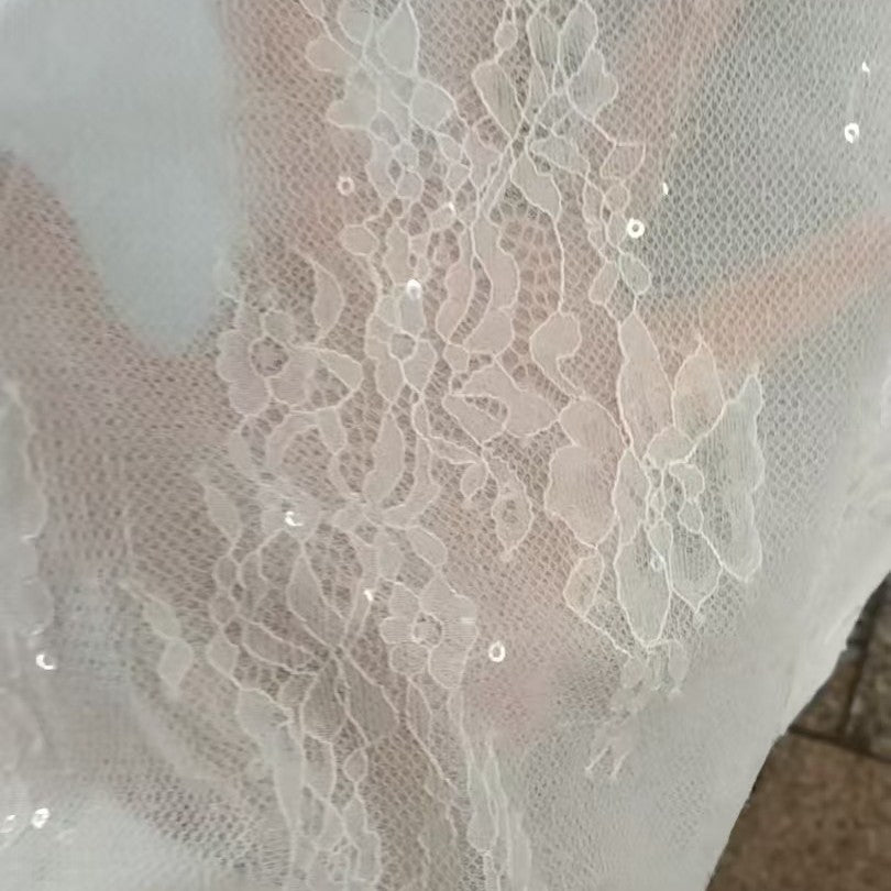 freedombeauty|Composite Nylon Sequin Lace Fabric Full Pattern Lace Fabric for Skirts Fashion Dresses Wedding Dresses Children's Decorations