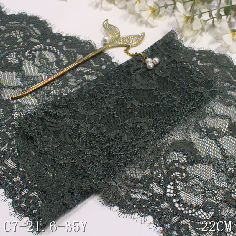 freedombeauty|Multicolor Double-Sided Wavy Thread Elastic Eyelash Lace Trim Performance Costume Curtain 22cm Lace Trim Accessories