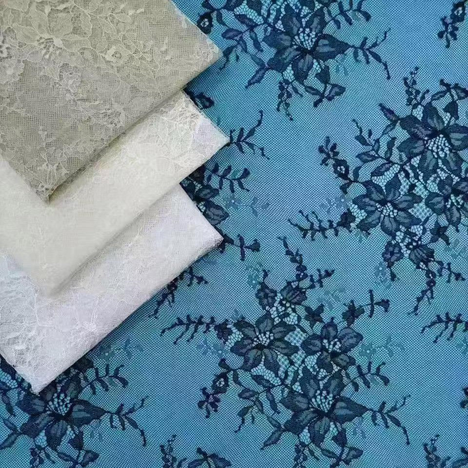 freedombeauty|Hot-Selling Nylon Stretch Lace Mesh Thin Cut Jacquard Lace Close-Fitting Fabric Base Shirt Sheer Hollow Out Fabric