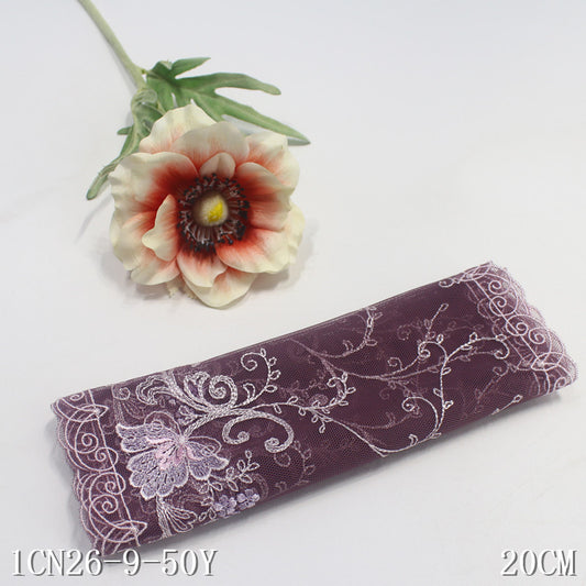 【1pack】-freedombeauty|Multicolor Palace Style Single-Sided Exquisite Flower Mesh Embroidery Lace Trim Ancient Costume Hanfu Lace Trim Accessories