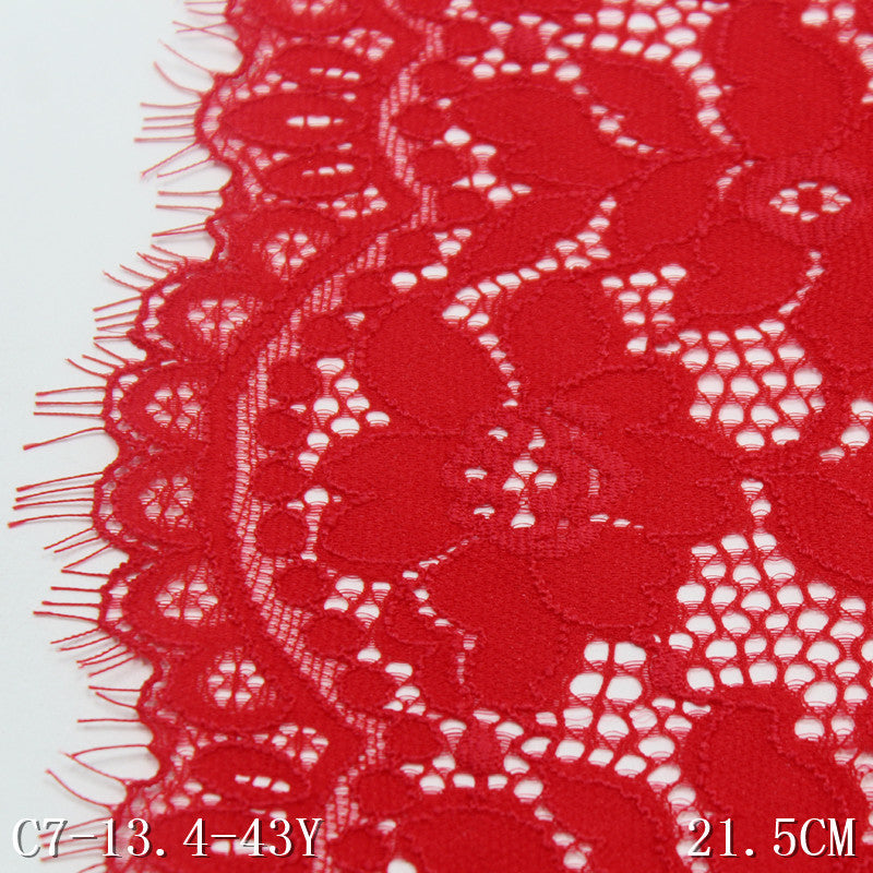 freedombeauty|Red Double-Sided Wavy Full Elastic Eyelash Lace Trim Performance Costume Curtain 21cm Lace Trim Accessories