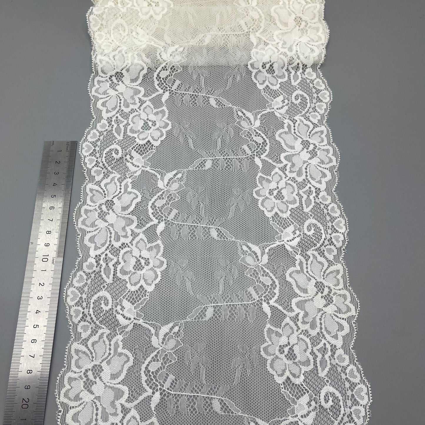 freedombeauty|21CM Lace Trim Elastic Lace Trim Rose Flower Shape Dense Pressed Yarn Accessories