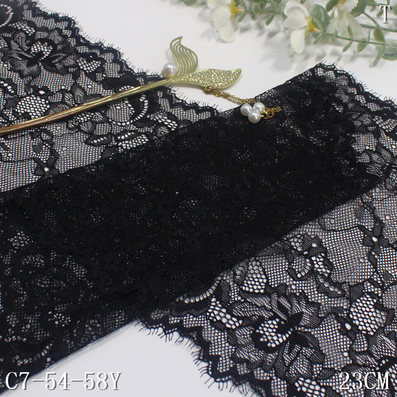 freedombeauty|Black Full Pattern Retro Flower Lightweight Stretch Eyelash Garment Home Textile Lace Trim DIY