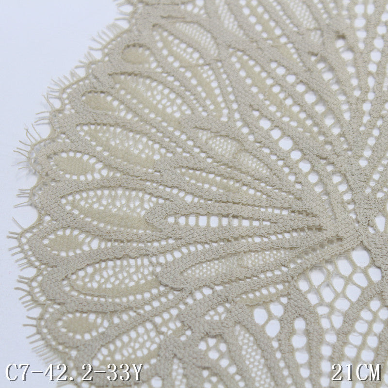 freedombeauty|Skin Tone Double-Sided Wavy Ethnic Style Elastic Eyelash Lace Dance Costume Curtain 21cm Lace Trim Accessories