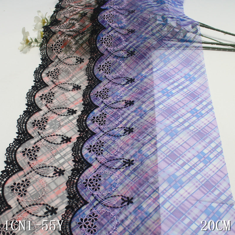 【1pack】-Freedombeauty | French Printing Unilateral Water Soluble Small Flower Mesh Embroidery 20cm Curtain Sofa Cushion Lace Accessories