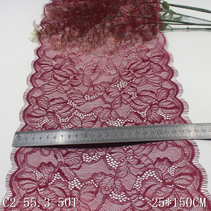 freedombeauty|Dark Purple Full Gold Foil Pattern Non-Elastic Eyelash Performance Costume Curtain 25cm Lace Trim DIY