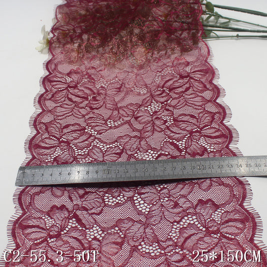 freedombeauty|Dark Purple Full Gold Foil Pattern Non-Elastic Eyelash Performance Costume Curtain 25cm Lace Trim DIY