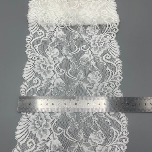 freedombeauty|18CM Elastic Hollow Lace Trim DIY Wedding Dress Clothing Lingerie Accessories Home Textile Fabric