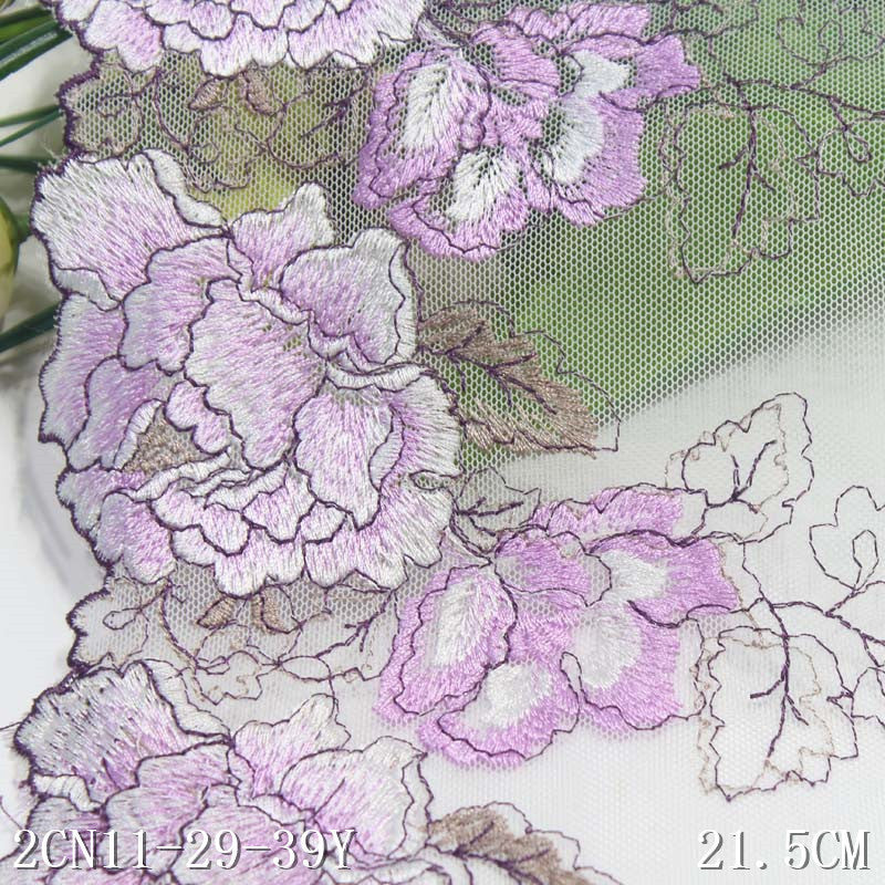 【1pack】-freedombeauty|Three-Color National Style Ancient Style Single-Sided Large Flower Embroidery Lace DIY Hanfu Performance Costume Lace Trim Accessories