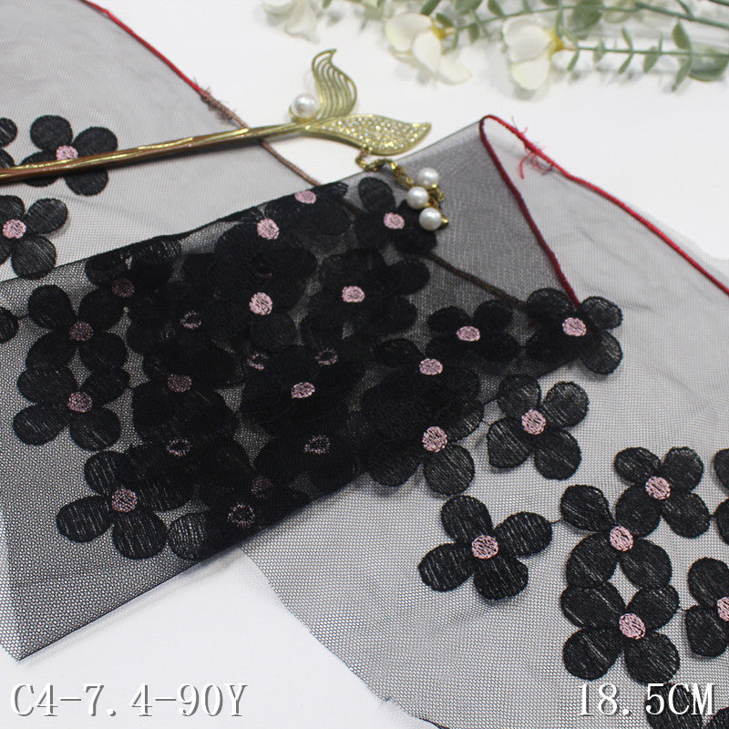 【1pack】-freedombeauty|Multicolor Mesh Fresh Flower Lightweight Embroidered Lace Trim 18cm Clothing Home Textile Lace Trim Accessories
