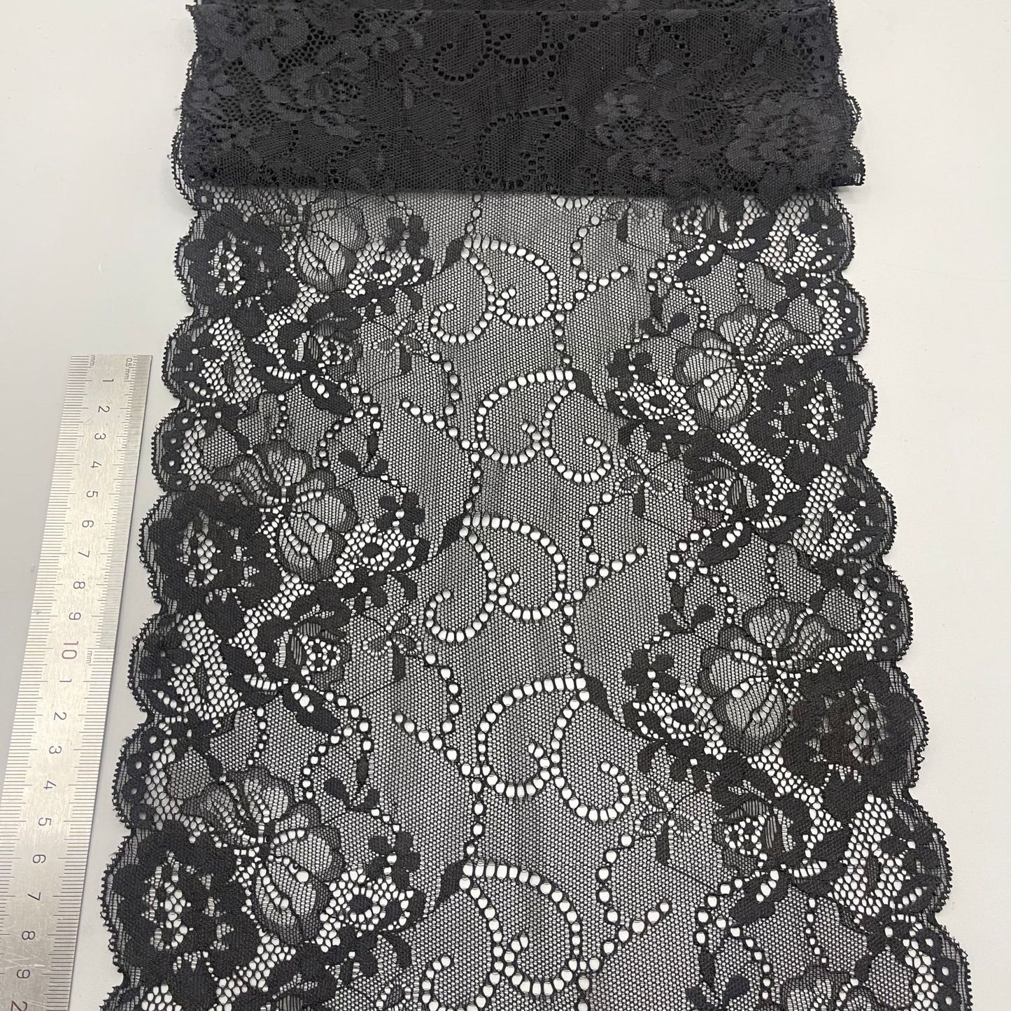 freedombeauty|24cm Lace Trim DIY Handmade Lingerie Wide Lace Trim Accessories Wavy Hem Wedding Dress Decoration