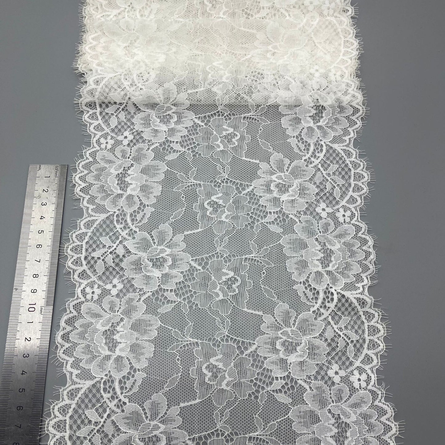 freedombeauty|20CM French Elastic Eyelash Wedding Dress Lace Trim Accessories White Elastic Lace Nylon Hollow Lace