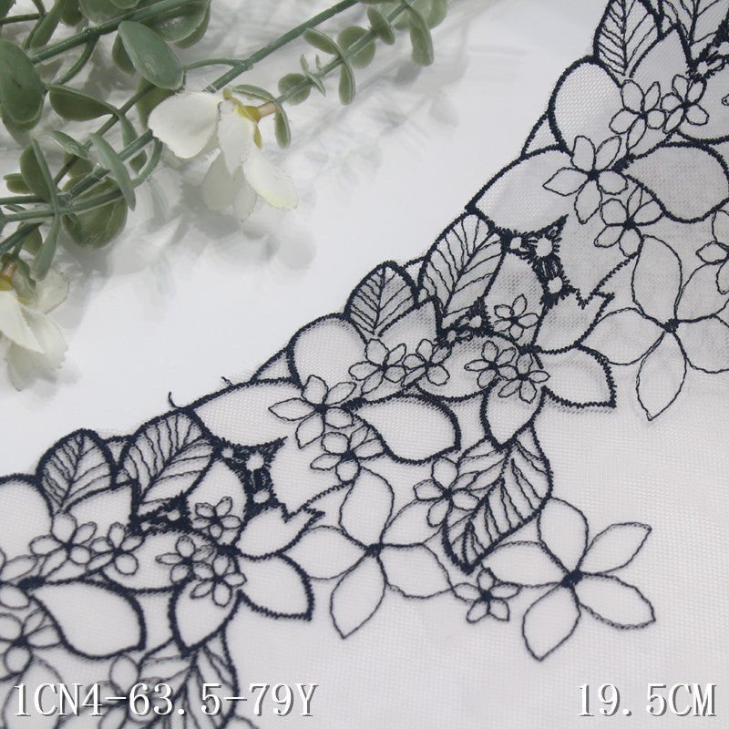 【1pack】-freedombeauty|Skin Tone Mesh Single Edge Vintage Flower Embroidery Trim Clothing Home Textile 19cm Lace Trim DIY Accessories