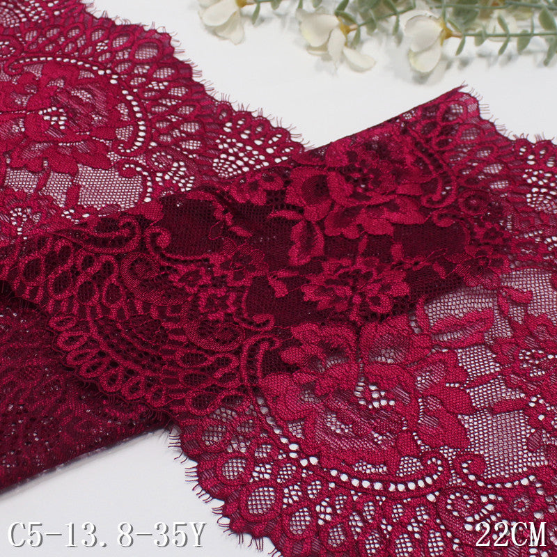 freedombeauty|Multicolor Retro Double Wave Flower Misaligned Elastic Eyelash Lace Trim Performance Costume Lingerie Lace Accessories