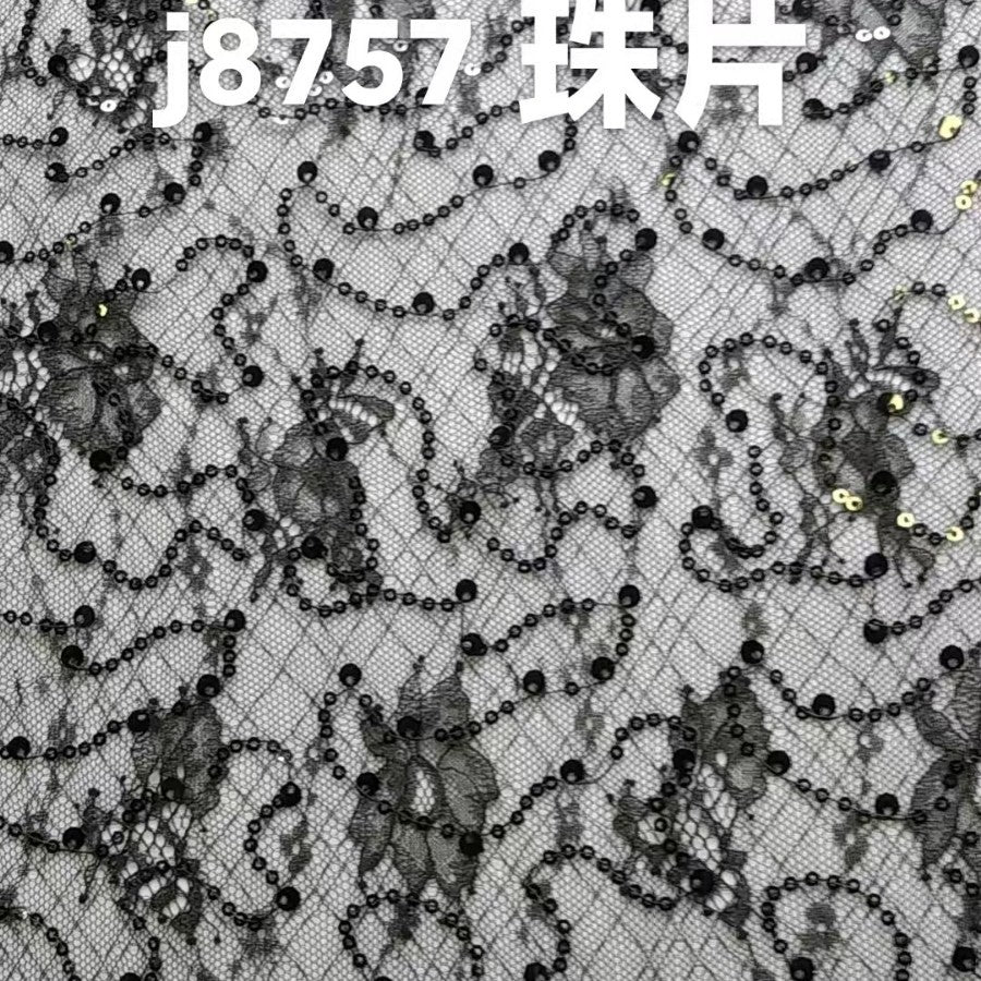 freedombeauty|Sequin Thin Nylon Non-Elastic Lace with Sequins Floral Leaf Base Clothing Accessories Decoration Children's Clothing Pocket