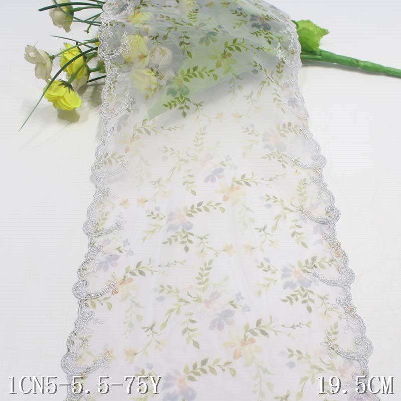 【1pack】-freedombeauty|Two-tone Lightweight Single and Double-sided Polyester Thread Ancient Style Printed Embroidery Lace DIY Hanfu Performance Costume Lace Accessories