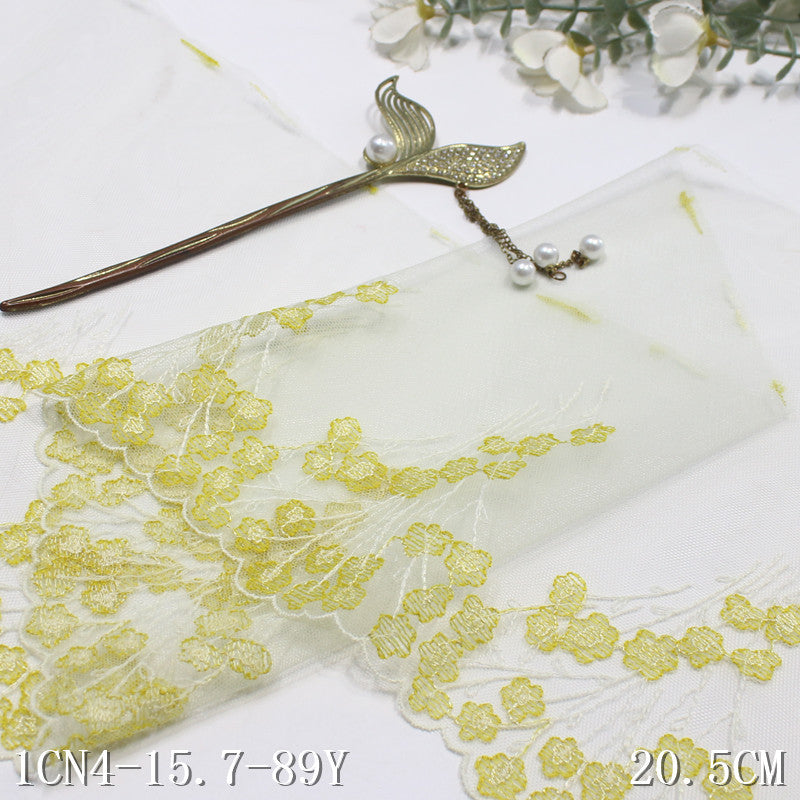 【1pack】-freedombeauty|Multicolor Mesh Ancient Style Small Flower Lightweight Embroidered Lace 20cm Traditional Hanfu Lace Trim DIY Accessories