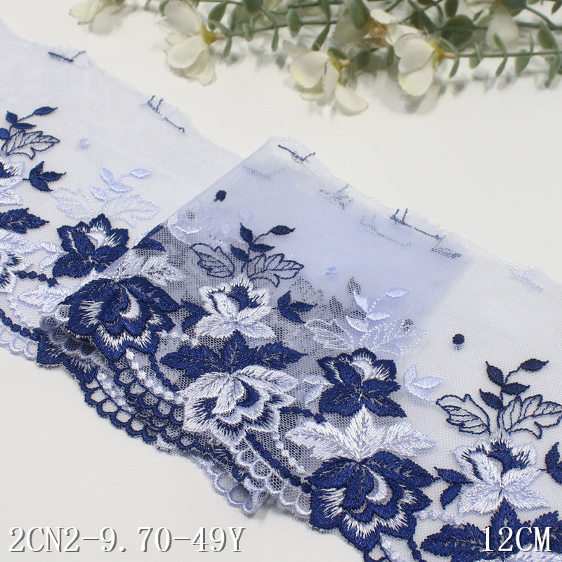 【1pack】-Freedombeauty | Two Colors Double Bellow Classical Single Bilateral Flower Embroidery Lace Soft Delicate Clothing Curtain Lace Accessories