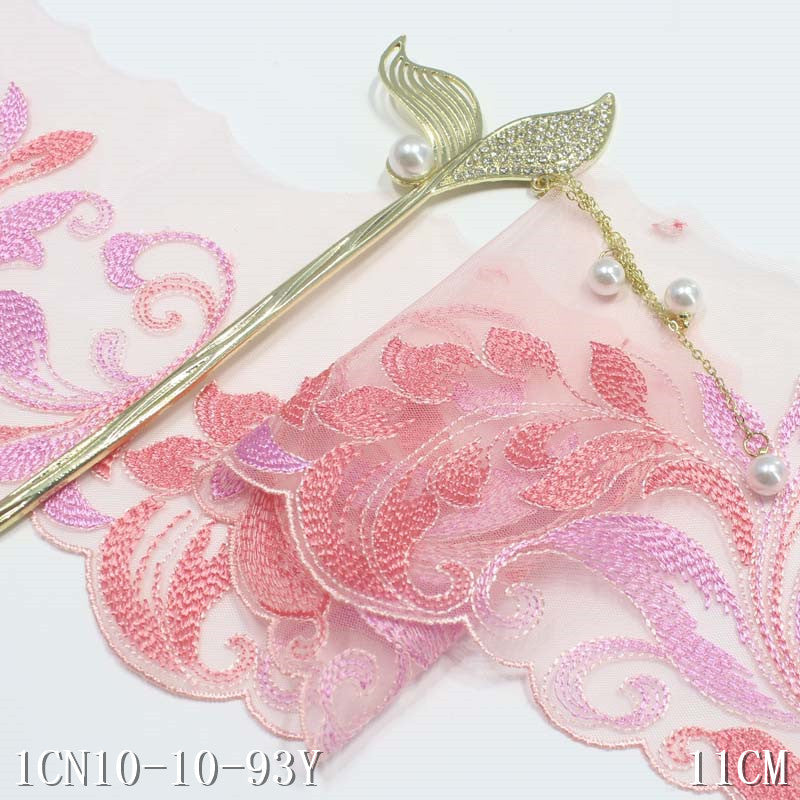 【1pack】-Freedombeauty | Silky Mesh Color Matching Polyester Thread Phoenix Tail Narrow Embroidery Lace Curtain Sofa Cushion Lace Accessories