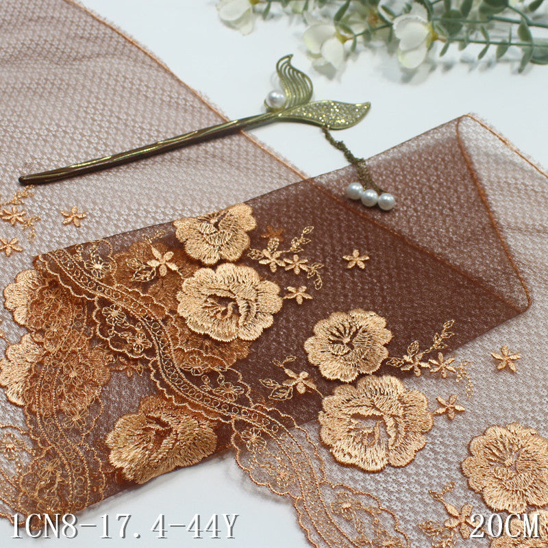 【1pack】-freedombeauty|Lace Mesh Single Edge Exquisite Vintage Flower Embroidery Trim Clothing Home Textile Lace Trim Accessories DIY