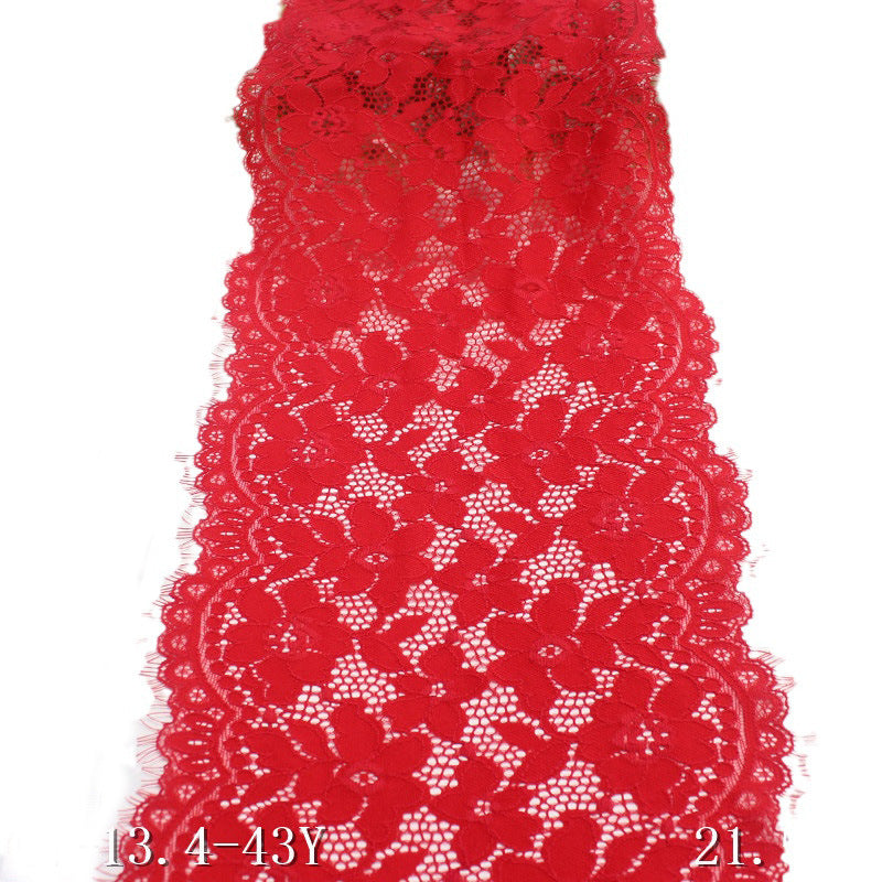 freedombeauty|Red Double-Sided Wavy Full Elastic Eyelash Lace Trim Performance Costume Curtain 21cm Lace Trim Accessories