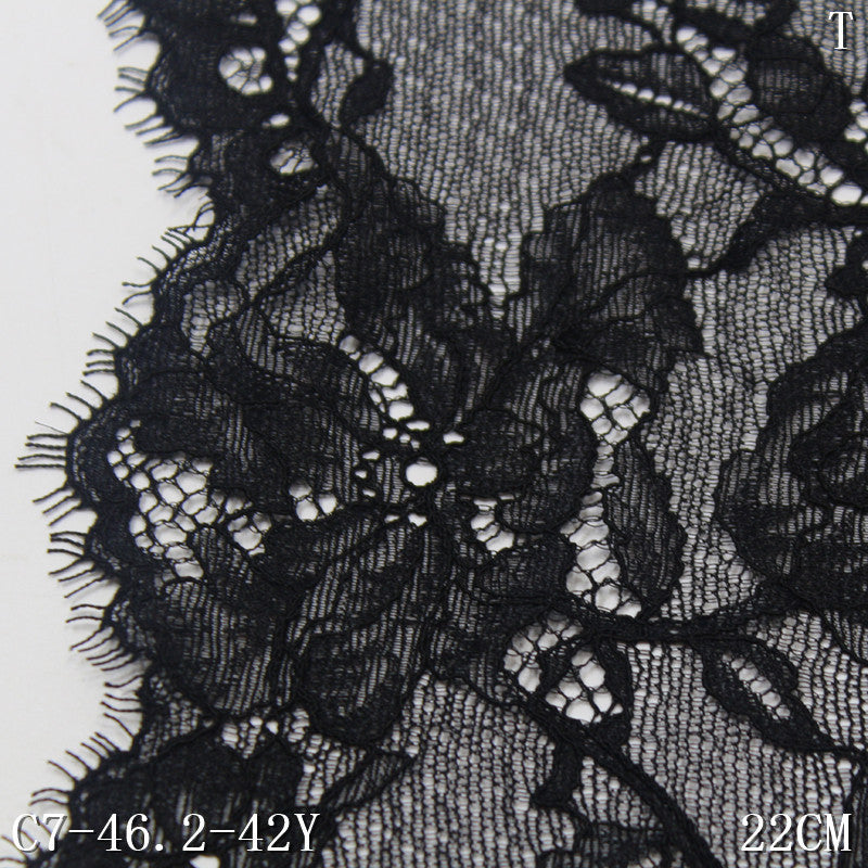 freedombeauty|Black Double-Sided Retro Floral Lightweight Elastic Eyelash 22cm Clothing Home Textile Lace Trim DIY