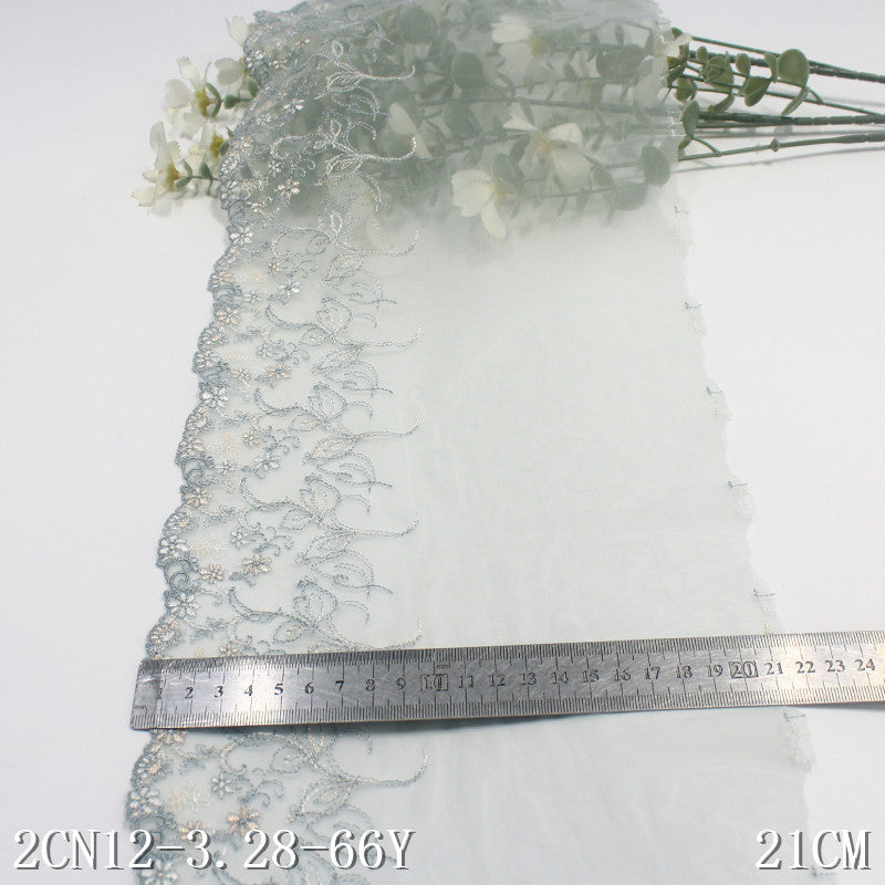 【1pack】-freedombeauty|Multicolor Mesh Single Edge Vintage Floral Embroidery Trim Clothing Home Textile 21cm Lace Trim DIY Accessories