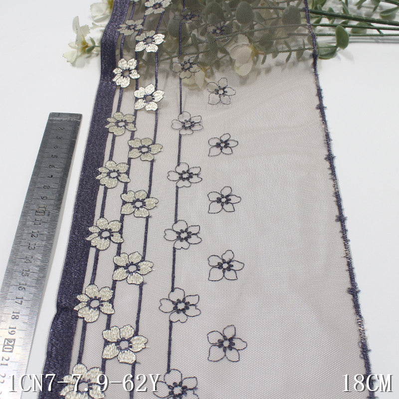 【1pack】-freedombeauty|Straight Edge Single Wave Fresh Flower Mesh Embroidery Trim Curtain Sofa Cushion Lace Trim DIY