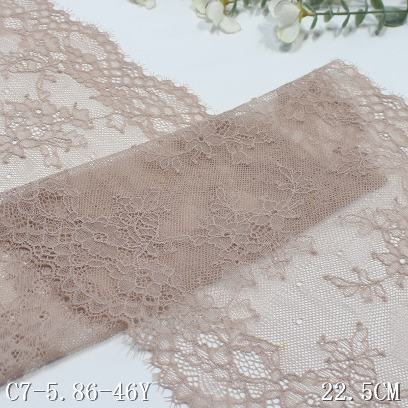 freedombeauty|Two-tone Double Wave Scattered Vintage Flower Lightweight Elastic Eyelash Garment Home Textile Lace Trim DIY