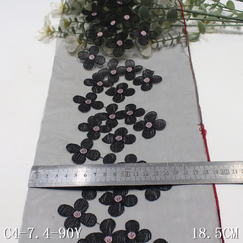 【1pack】-freedombeauty|Multicolor Mesh Fresh Flower Lightweight Embroidered Lace Trim 18cm Clothing Home Textile Lace Trim Accessories