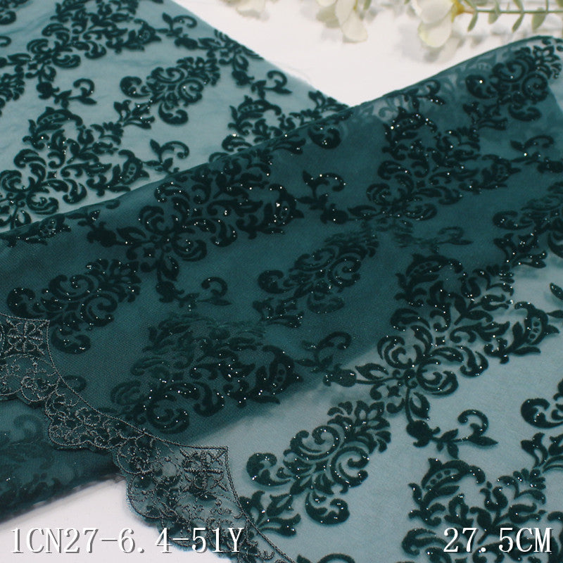 【1pack】-freedombeauty|Multicolor Chiffon Mesh Single-Sided Flocking Pattern Embroidery Trim Curtain Sofa Cushion Lace Trim Accessories