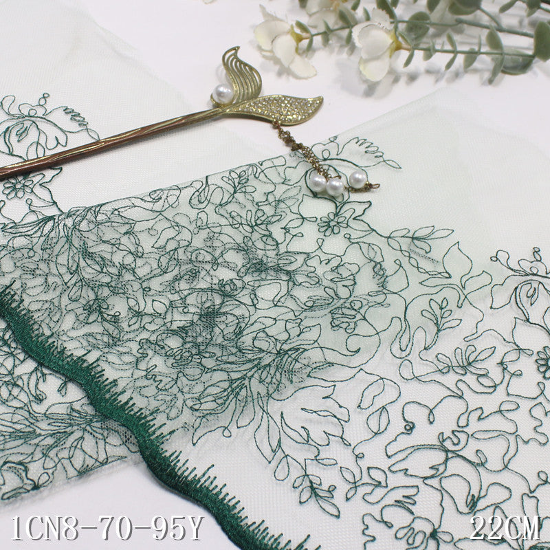 【1pack】-freedombeauty|Multicolor Single-Sided Half-Width Ancient Style Flower Embroidery Lace 22cm Clothing Home Textile Lace Trim DIY